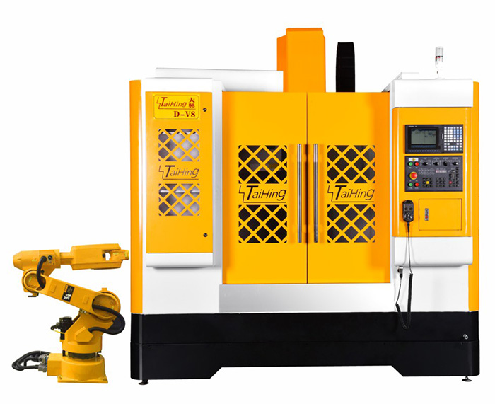 線軌機D-V8（三菱系統(tǒng)）—CNC850三軸線軌機(高速高精密零件立式加工中心機） （帶油霧得理器） 主軸轉(zhuǎn)速達18000轉(zhuǎn) ，帶機械手